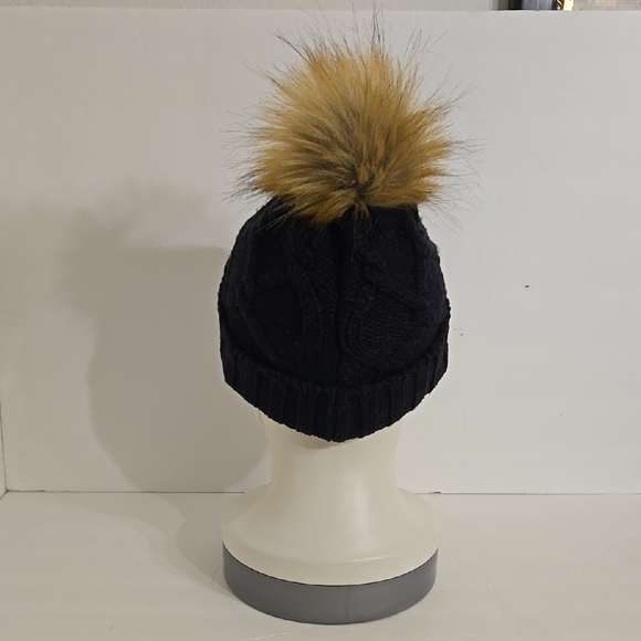 NCAA Michigan Wolverines Knit Beanie with Fur Pom - Maize & Blue - OS - Picture 3 of 10